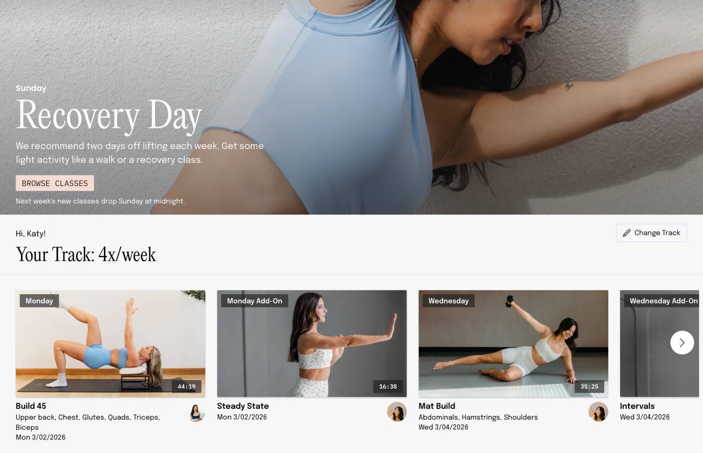 Evlo Fitness recovery day session supporting muscle repair and hormonal balance for women over 40